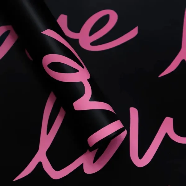 D25(04) Cursive Love Print Korean Sheet  "Black" (20 Sheets) 58cm x 58cm