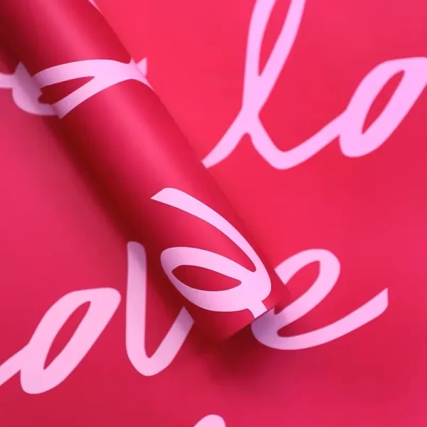 D25(05) Cursive Love Print Korean Sheet  "Hot Pink" (20 Sheets) 58cm x 58cm