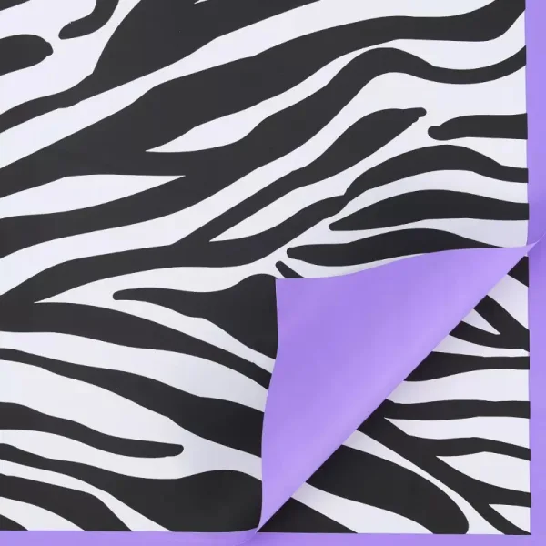 D26(01) ZEBRA PRINTED FROSTED SHEETS PURPLE (20 Sheets) 58cm x 58cm