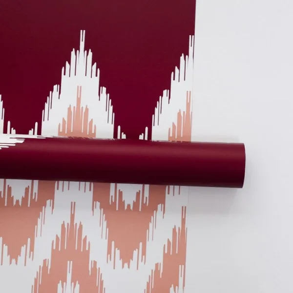 D28(01) ZIG ZAG PRINTED FROSTED SHEETS BURGUNDY (20 Sheets) 58cm x 58cm