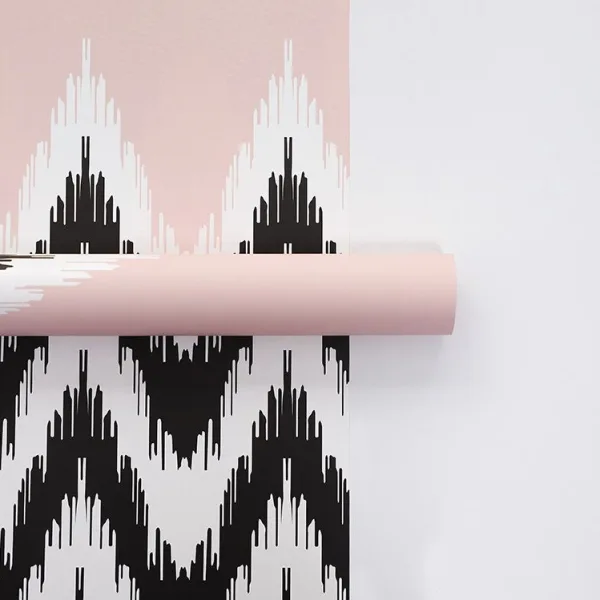 D28(02) ZIG ZAG PRINTED FROSTED SHEETS L. PINK (20 Sheets) 58cm x 58cm