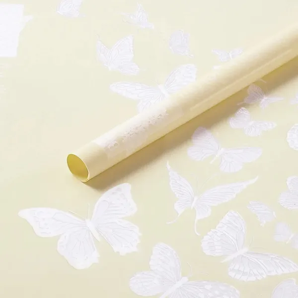 D29(02) BUTTERFLY PRINTED FROSTED SHEETS CREAM (20 Sheets) 58cm x 58cm