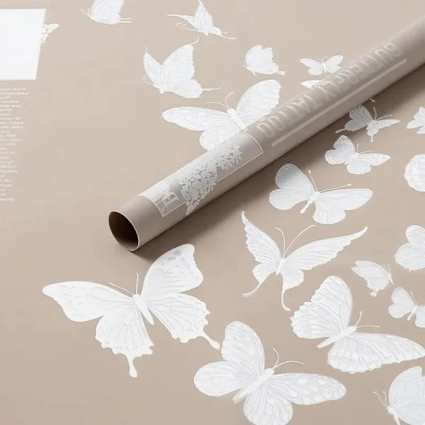 D29(03) BUTTERFLY PRINTED FROSTED SHEETS BROWN (20 Sheets) 58cm x 58cm
