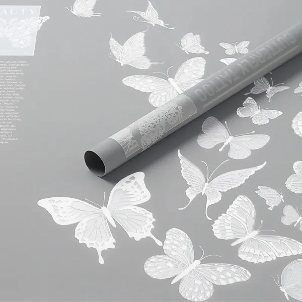 D29(06) Butterfly Printed Sheets "Grey" (20 Sheets) 58cm x 58cm