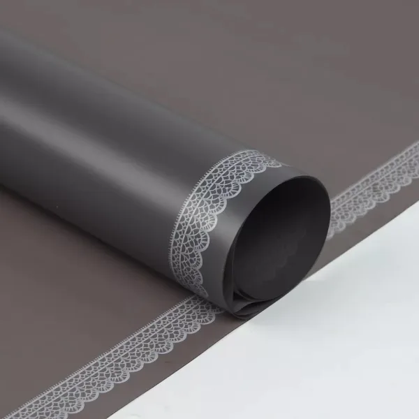 D30(02) LACE BORDER FROSTED SHEETS BLACK (20 Sheets) 58cm x 58cm