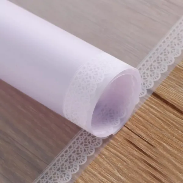 D30(04) LACE BORDER FROSTED SHEETS "White and White" (20 Sheets) 58cm x 58cm