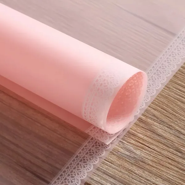 D30(06) LACE BORDER FROSTED SHEETS "Pink and Pink" (20 Sheets) 58cm x 58cm