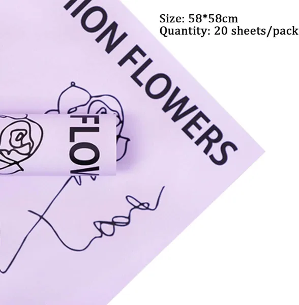 D31(04) Fashion Flower Printed "L. Purple" (20 Sheets) 58cm x 58cm