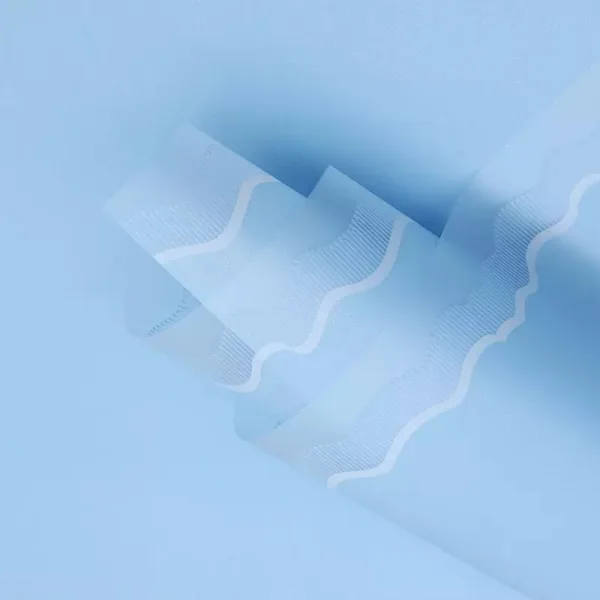 D36(01) SEA WAVES BORDER FROSTED SHEETS BLUE (20 Sheets) 58cm x 58cm