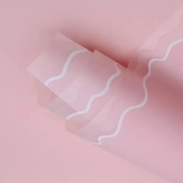 D36(02) SEA WAVES BORDER FROSTED SHEETS PINK (20 Sheets) 58cm x 58cm