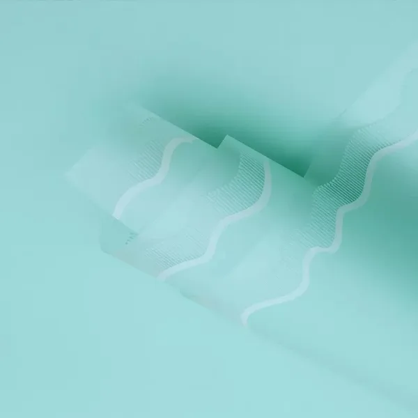 D36(03) SEA WAVES BORDER FROSTED SHEETS GREEN (20 Sheets) 58cm x 58cm