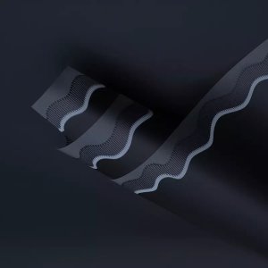 D36(06) SEA WAVES BORDER FROSTED SHEETS "Black" (20 Sheets) 58cm x 58cm