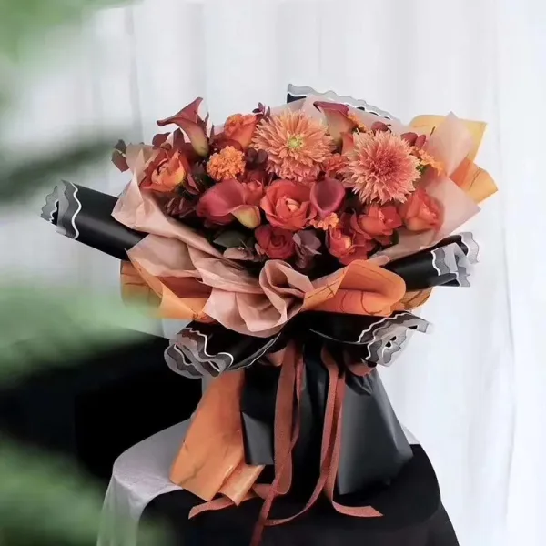 D36(05) SEA WAVES BORDER FROSTED SHEETS "L. Pink" (20 Sheets) 58cm x 58cm