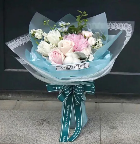 D37(04) COTTON TYPE BORDER FROSTED SHEETS "Green" (20 Sheets) 58cm x 58cm