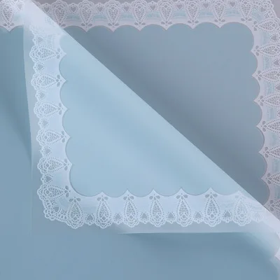 D37(01) COTTON TYPE BORDER FROSTED SHEETS BLUE (20 Sheets) 58cm x 58cm