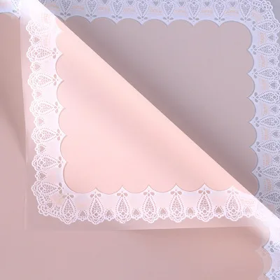 D37(02) COTTON TYPE BORDER FROSTED SHEETS PINK (20 Sheets) 58cm x 58cm