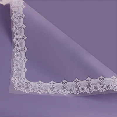 D37(03) COTTON TYPE BORDER FROSTED SHEETS PURPLE (20 Sheets) 58cm x 58cm