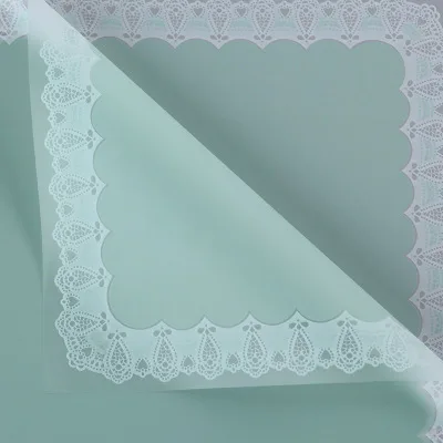 D37(04) COTTON TYPE BORDER FROSTED SHEETS "Green" (20 Sheets) 58cm x 58cm