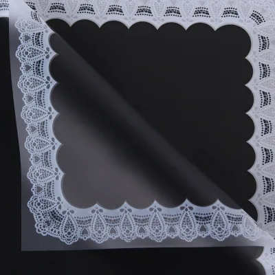 D37(05) COTTON TYPE BORDER FROSTED SHEETS "Black" (20 Sheets) 58cm x 58cm