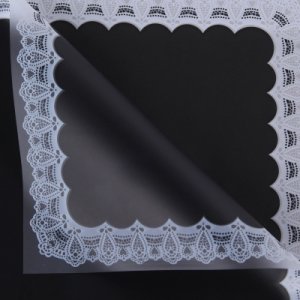 D37(05) COTTON TYPE BORDER FROSTED SHEETS "Black" (20 Sheets) 58cm x 58cm