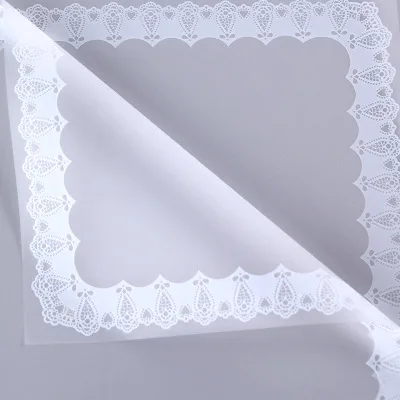 D37(06) COTTON TYPE BORDER FROSTED SHEETS "White" (20 Sheets) 58cm x 58cm