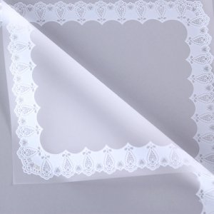 D37(06) COTTON TYPE BORDER FROSTED SHEETS "White" (20 Sheets) 58cm x 58cm