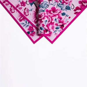 D41(03) FLOWER PRINT FROSTED SHEETS "PINK" (20 Sheets) 58cm x 58cm