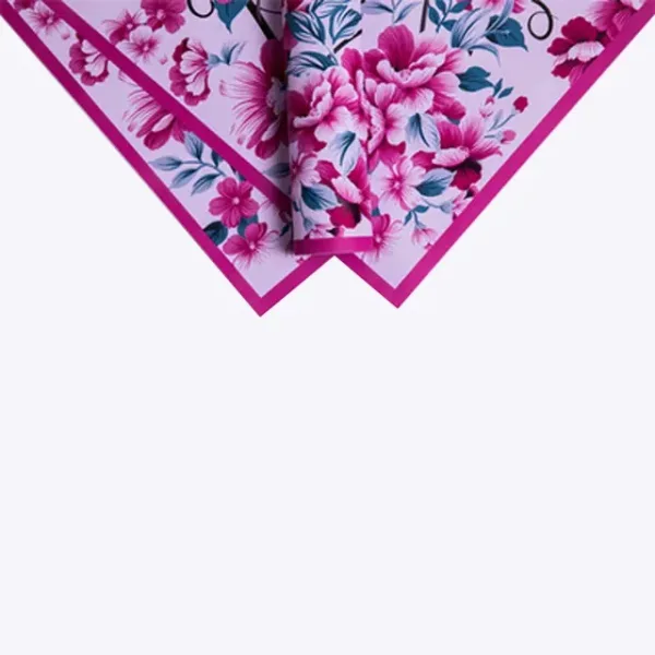 D41(04) FLOWER PRINT FROSTED SHEETS "L. Pink" (20 Sheets) 58cm x 58cm