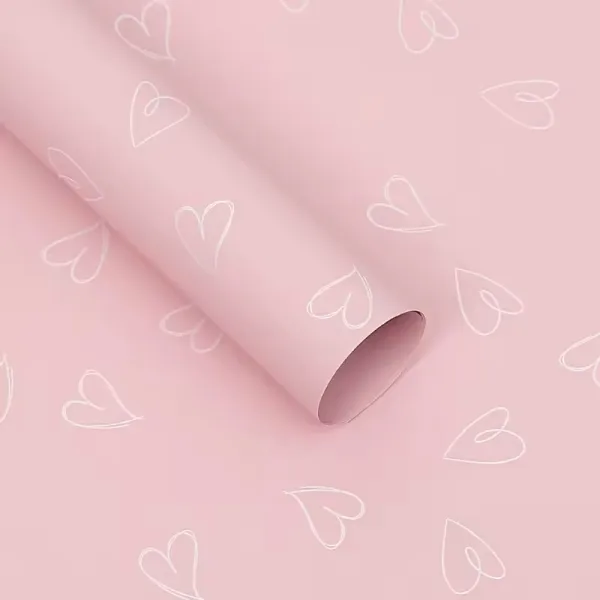 D48(02) Love Heart (Hollow) Print Korean, (20 Sheets) 57cm x 57cm "Pink & White"