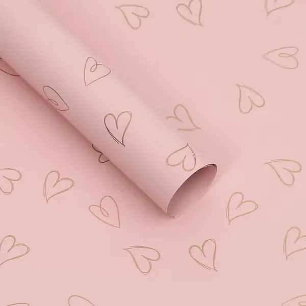 D48(03) Love Heart (Hollow) Print Korean, (20 Sheets) 57cm x 57cm "Pink & Gold"