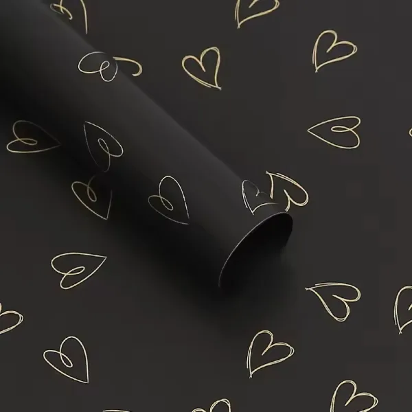 D48(09) Love Heart (Hollow) Print Korean, (20 Sheets) 57cm x 57cm "Black"