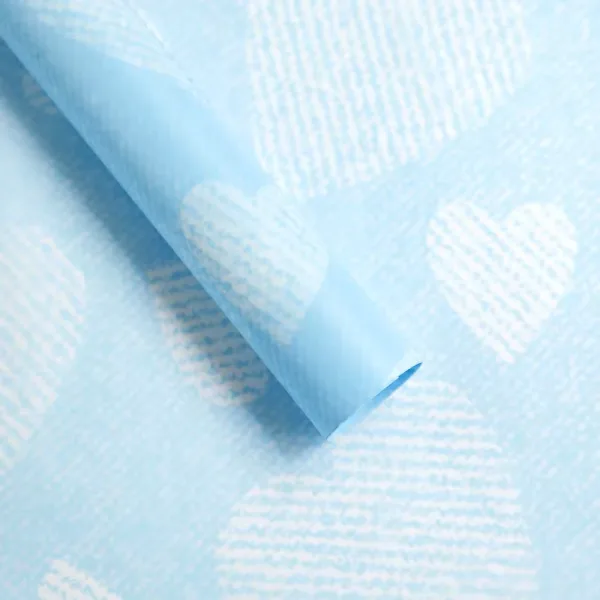 D51(04) Zig Zag Heart Printed Sheet, (20 Sheets) 57cm x 57cm "Sky Blue"