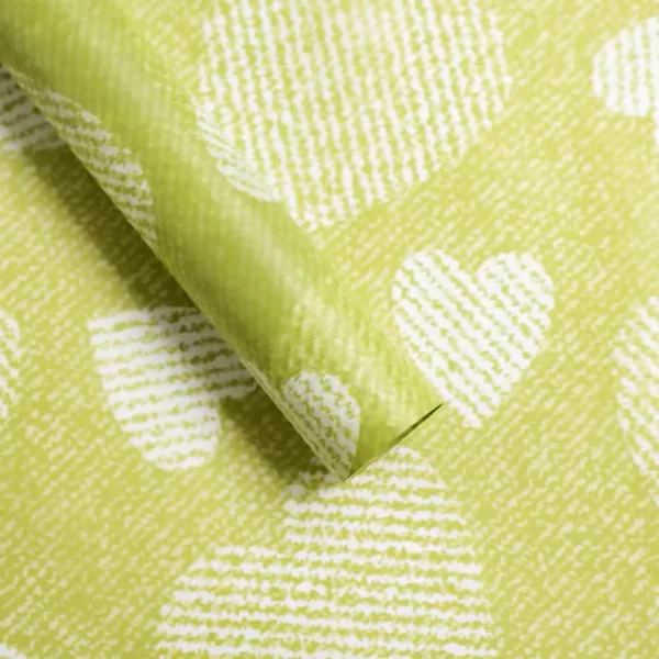 D51(05) Zig Zag Heart Printed Sheet, (20 Sheets) 57cm x 57cm "Lime Green"