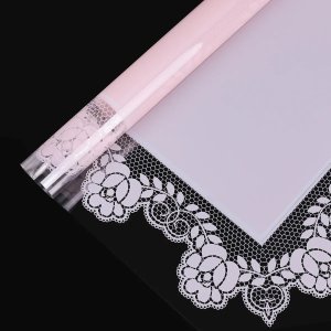 D51(01) ROSE LACE TRANSPARENT BORDER SHEETS "L. PINK" (20 Sheets) 58cm x 58cm