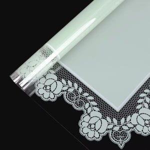 D51(03) ROSE LACE TRANSPARENT BORDER SHEETS "LIGHT GREEN" (20 Sheets) 58cm x 58cm