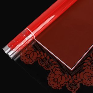 D51(06) ROSE LACE TRANSPARENT BORDER SHEETS "RED" (20 Sheets) 58cm x 58cm