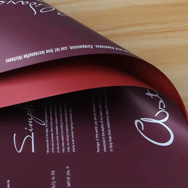 D53(01) News Printed and one side solid color, (20 Sheets) 57cm x 57cm "Maroon & Red"