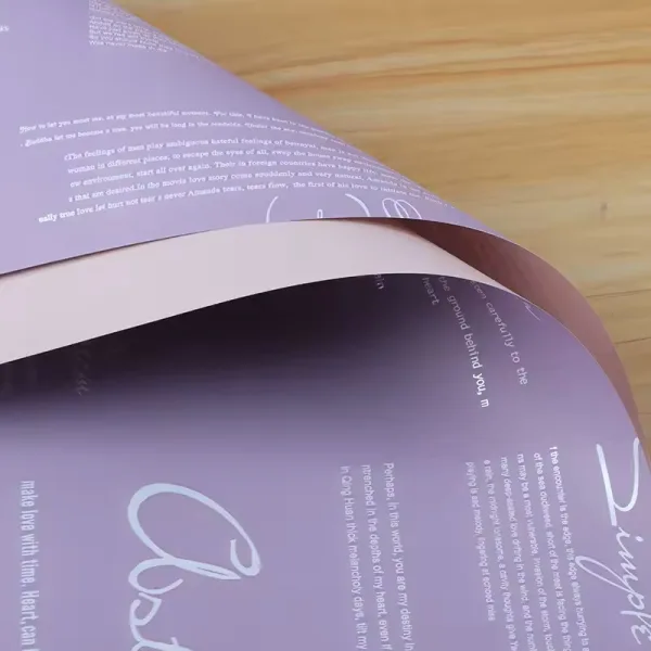 D53(03) News Printed and one side solid color, (20 Sheets) 57cm x 57cm "Purple & Nude Pink"