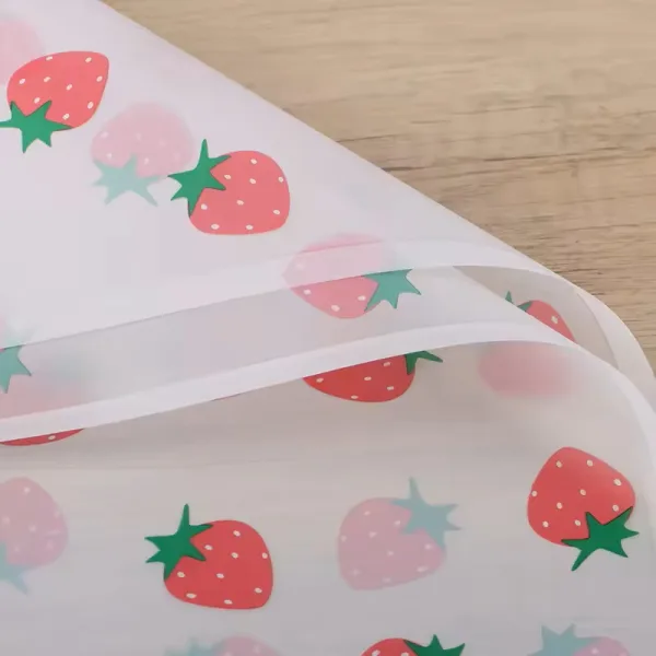 D54(01) Fruits Printed Korean Sheets, (20 Sheets) 57cm x 57cm "White Strawberry"