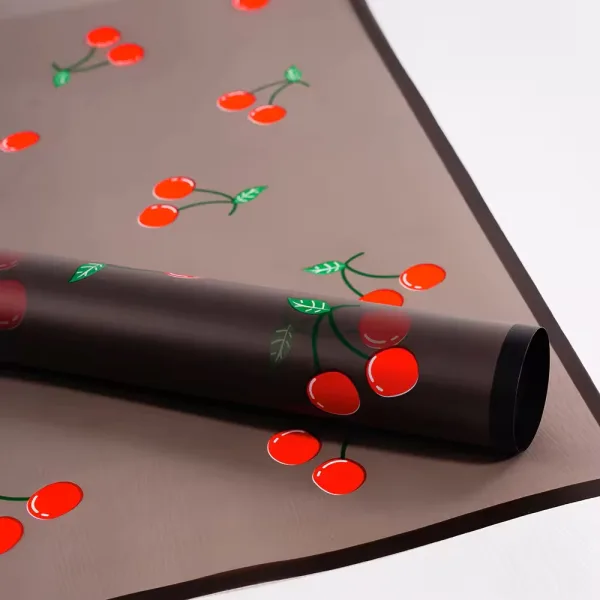 D54(04) Fruits Printed Korean Sheets, (20 Sheets) 57cm x 57cm "Black"