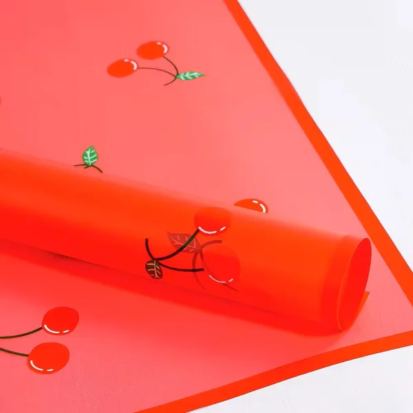 D54(06) Fruits Printed Korean Sheets, (20 Sheets) 57cm x 57cm "Red"