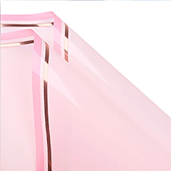 D6(02) Glossy Translucent Golden Border "L. Pink" (20 Sheets) 58cm x 58cm