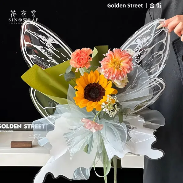 D73A(02) BOPP Butterfly Wrapping Sheet "WHITE" (10 Sheets) 50cm x 56cm