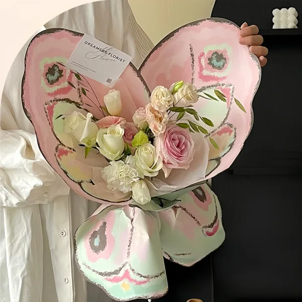 D73B(01) PAPER Butterfly Wrapping Sheet "PASTEL" (10 Sheets) 50cm x 56cm