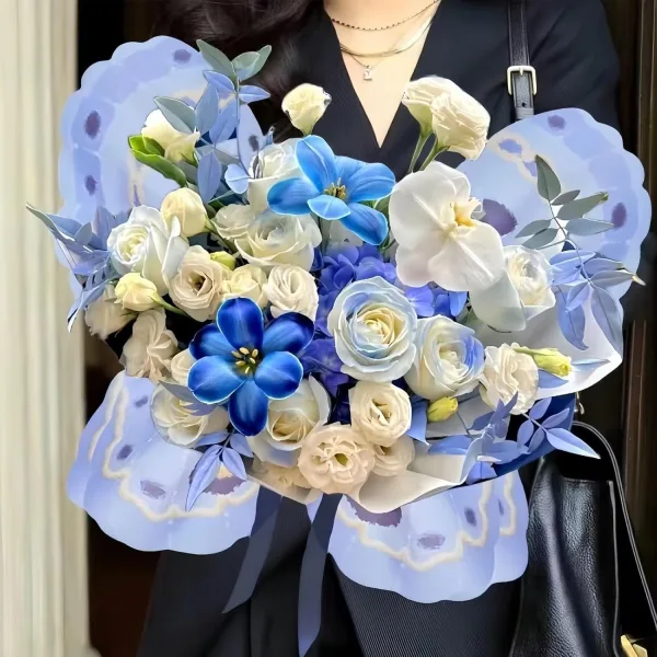 D73B(03) PAPER Butterfly Wrapping Sheet "LIGHT BLUE" (10 Sheets) 50cm x 56cm