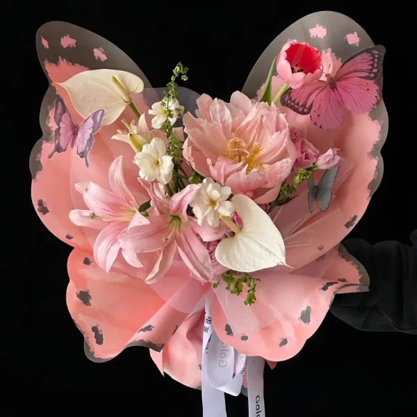 D73B(04) PAPER Butterfly Wrapping Sheet "PINK" (10 Sheets) 50cm x 56cm