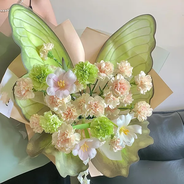 D73B(06) PAPER Butterfly Wrapping Sheet "BEANS GREEN" (10 Sheets) 50cm x 56cm