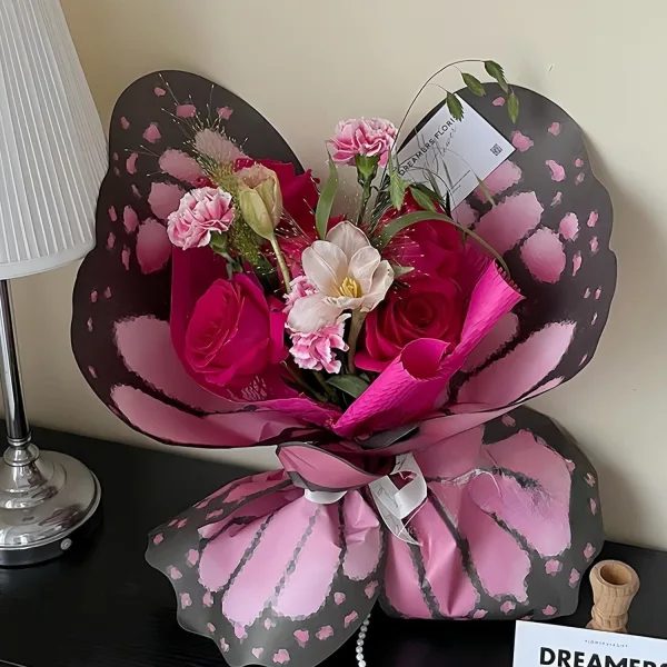 D73B(08) PAPER Butterfly Wrapping Sheet "ROSE" (10 Sheets) 50cm x 56cm