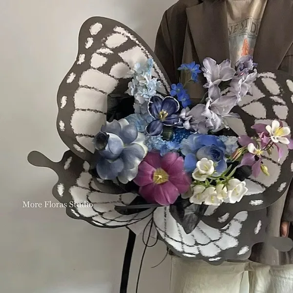 D73B(09) PAPER Butterfly Wrapping Sheet "GREY" (10 Sheets) 50cm x 56cm