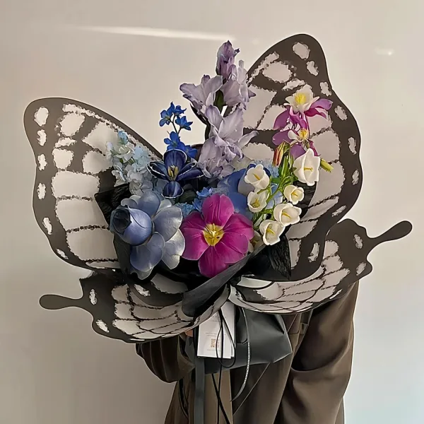 D73B(10) PAPER Butterfly Wrapping Sheet "BLACK" (10 Sheets) 50cm x 56cm